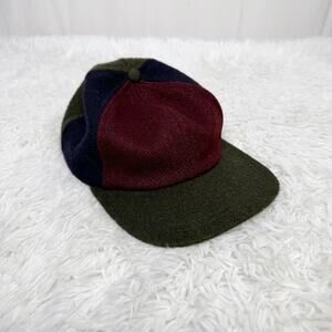COUNTRY GENTLEMEN / vintage wool multicolored green navy maroon flat bill cap